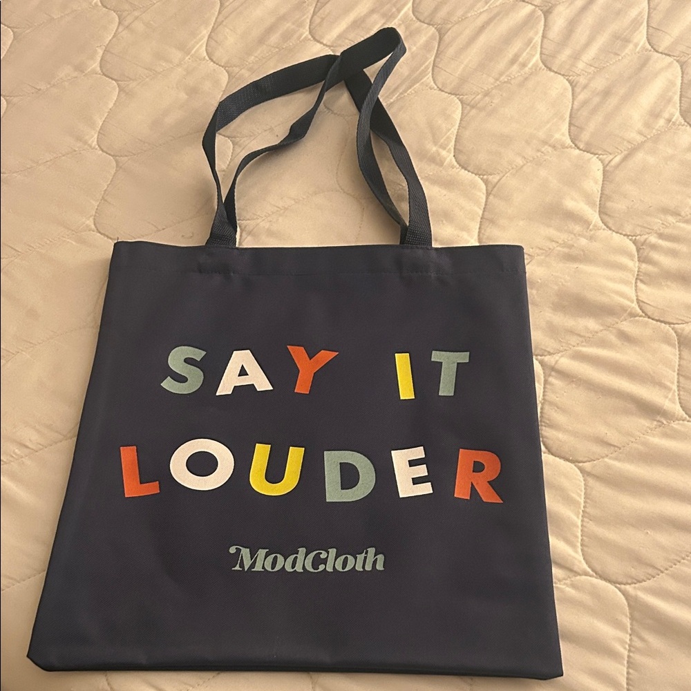 ModCloth Navy Tote with Vibrant Lettering - Picture 4 of 5
